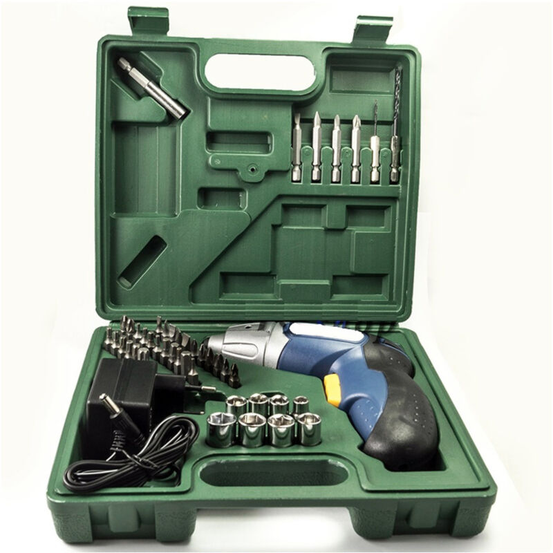 foto del prodotto trade shop traesio mini avvitatore trapano 45 pezzi cordeless 4.8volt 180rpm ricaricabile punte 