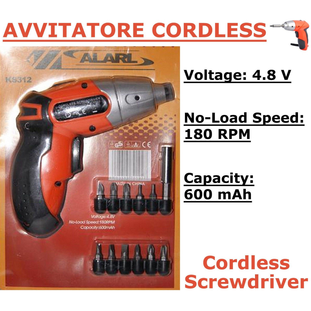 foto del prodotto trade shop traesio mini avvitatore trapano cordless 4.8volt 180rpm 11 punte ricaricabile 600mah 