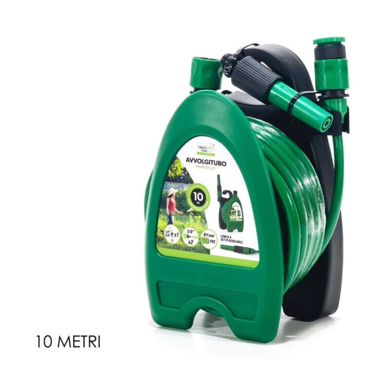 foto del prodotto trade shop traesio mini avvolgitubo da 10 metri irrigatore giardino tubo acqua compatto avvolgitore 