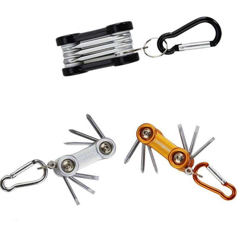 foto del prodotto trade shop traesio mini cacciaviti 6 punte torx pieghevole stella fisso porta chiavi chiave moschettone 