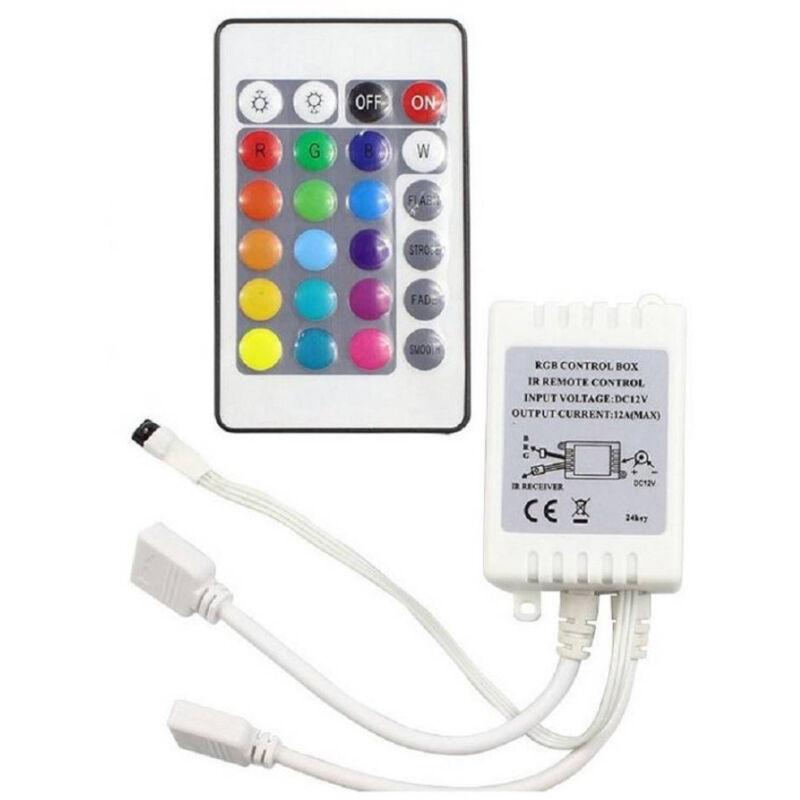 foto del prodotto trade shop traesio mini centralina rgb controller ir 2 uscite per strip led telecomando 12v te rgb2 