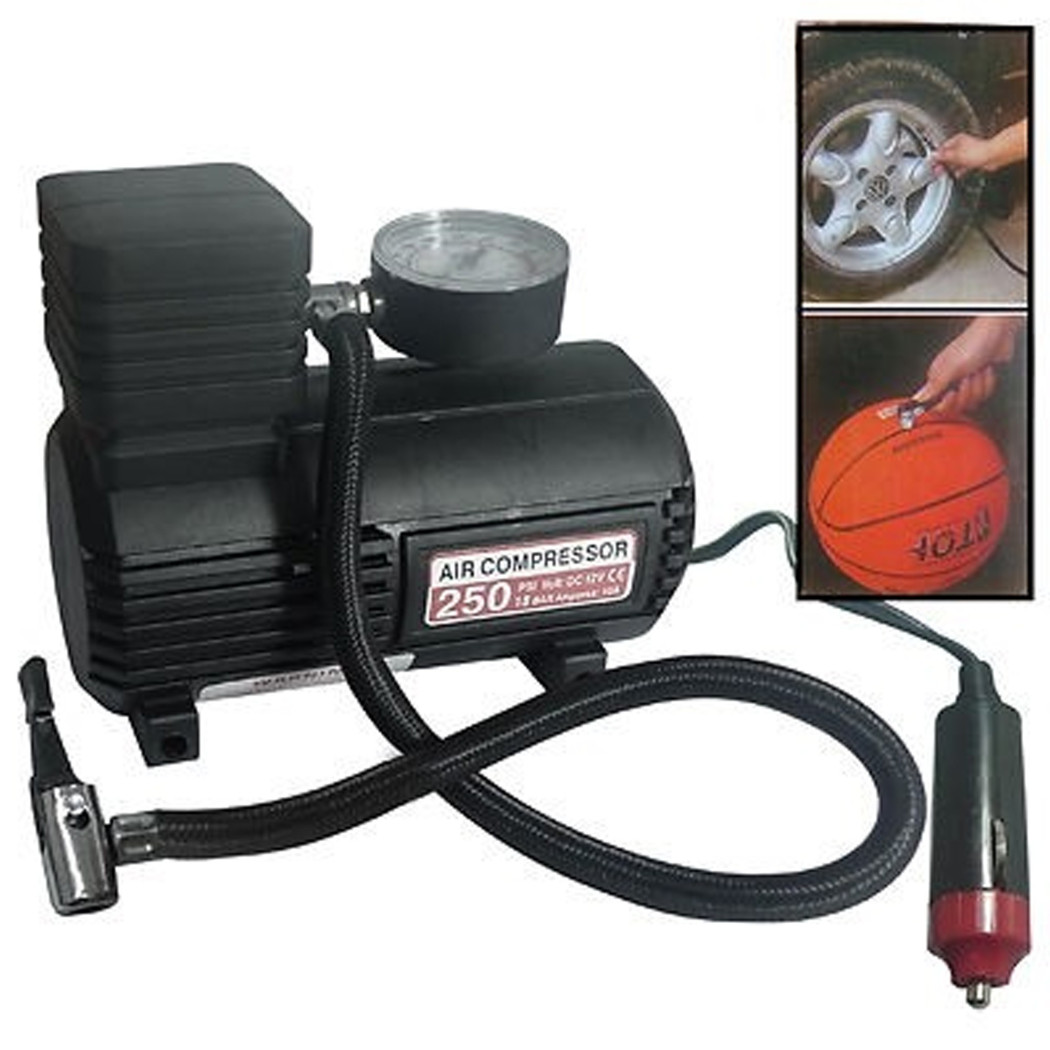 foto del prodotto trade shop traesio mini compressore ad aria portatile casa viaggi auto hobbies ac dc 12v 220w 250ps 