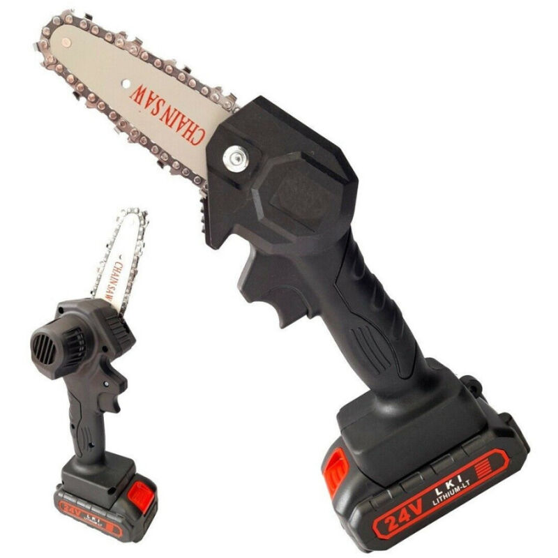 foto del prodotto trade shop traesio mini elettrosega sega a batteria 24v motosega elettrica tagliarami 4 ea 98819 