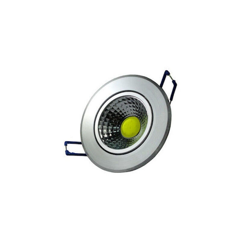 foto del prodotto trade shop traesio mini faretto cob a led da incasso 3w luce fredda caldo con alette cartongesso silver bianco caldo 