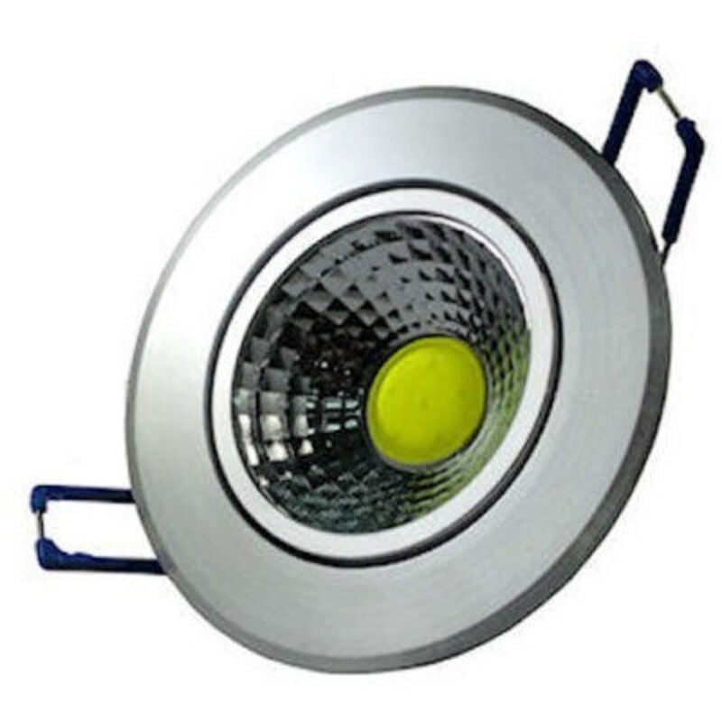 foto del prodotto trade shop traesio mini faretto cob a led da incasso 3w luce fredda caldo con alette cartongesso silver bianco freddo 