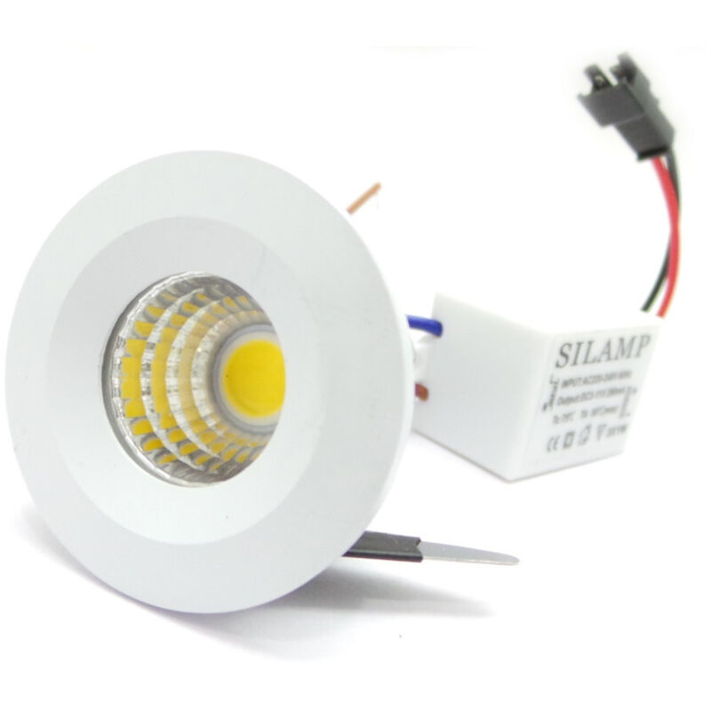 foto del prodotto trade shop traesio - mini faretto led da incasso 3w cob 40mm spot incasso molla luce calda fredda - -bianco caldo -