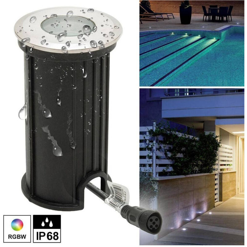foto del prodotto trade shop traesio mini faretto led rgbw 24v calpestabile incasso 40 mm segnapassi 3w rgb 4000k dmx 
