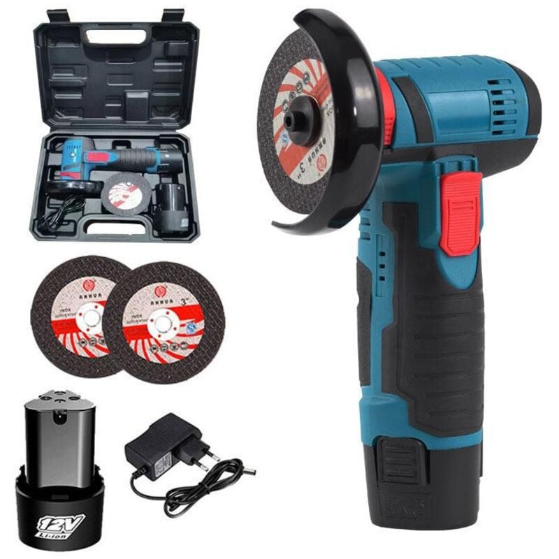 foto del prodotto trade shop traesio - mini flex smerigliatrice a doppia batteria litio 12v 1.5ah 76mm 19500rpm -