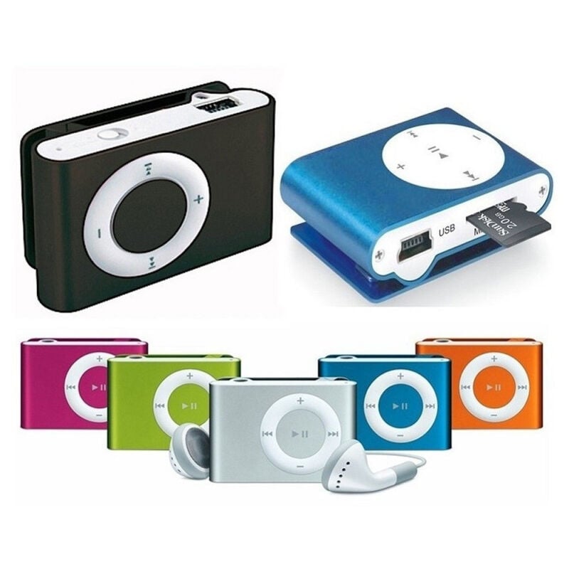 foto del prodotto trade shop traesio mini lettore mp3 player clip usb supporta 32gb micro sd fm radio batteria litio 