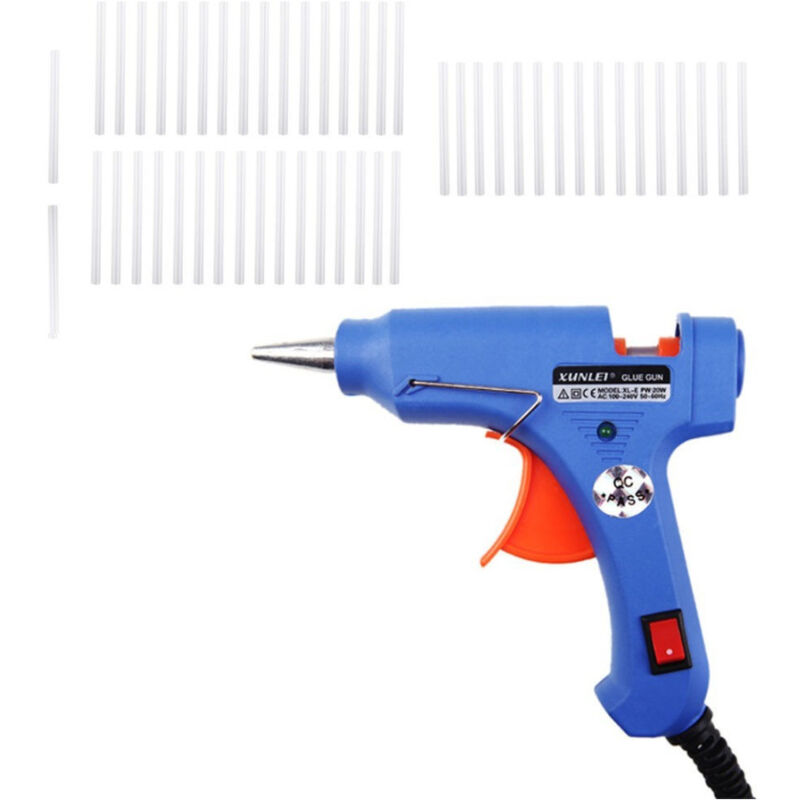foto del prodotto trade shop traesio mini pistola per colla a caldo con 8 stick silicone in omaggio 20w 