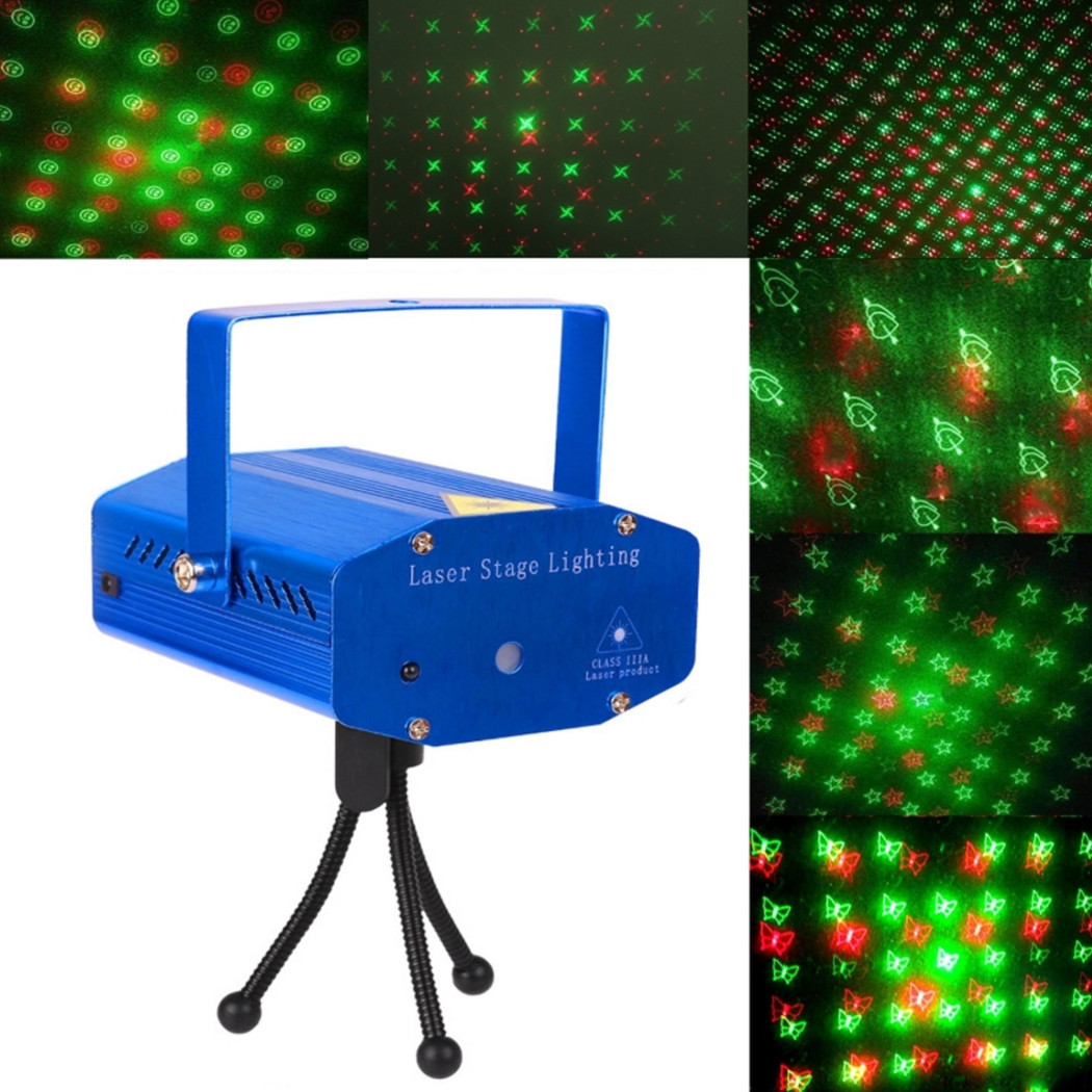 foto del prodotto trade shop traesio mini proiettore luce luci per disco discoteca portatile mini dj verde rosso 