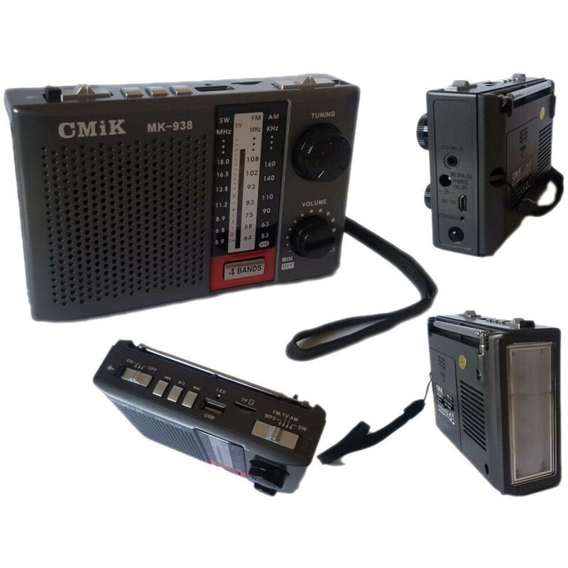 foto del prodotto trade shop traesio mini radio portatile radiolina fm ricaricabile lettore mp3 usb microsd cmik mk938 