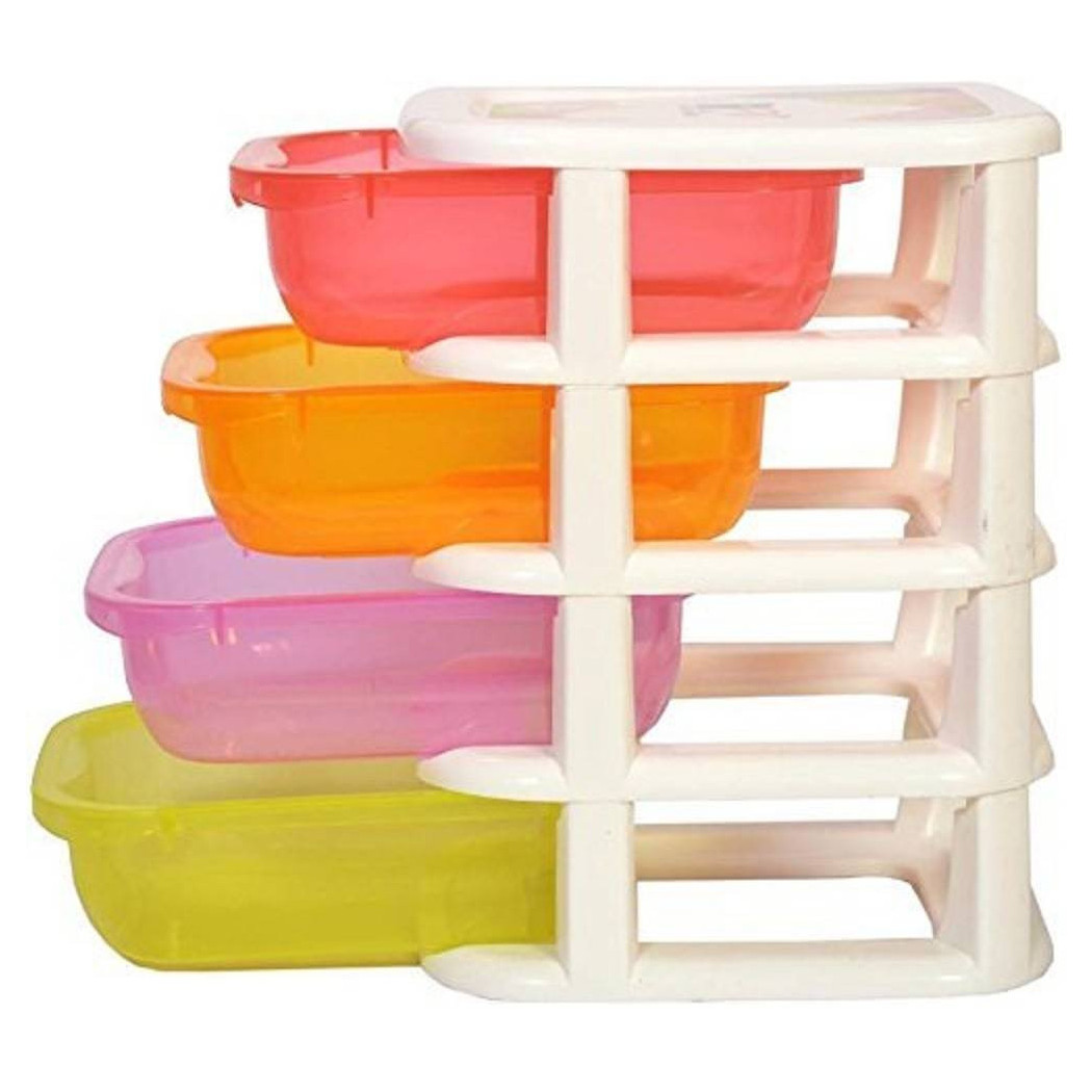 foto del prodotto trade shop traesio mini scatola di immagazzinaggio desktop cassetto a 4 strati plastica multicolore 