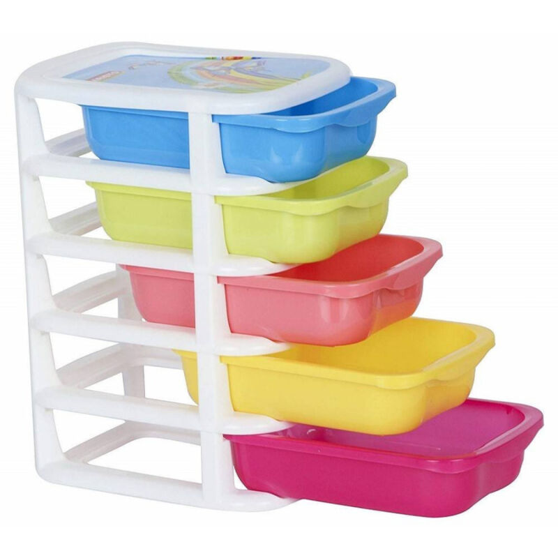 foto del prodotto trade shop traesio mini scatola di stoccaggio cassetto desktop in plastica a 5 strati multicolore 