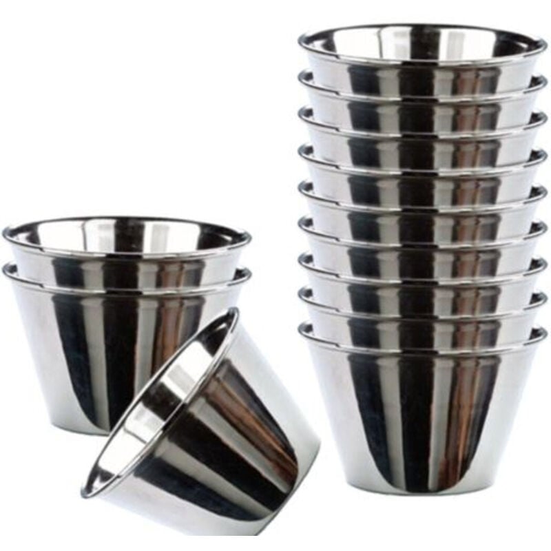 foto del prodotto trade shop traesio - mini stampi per budini dolci set da 12pezzi in acciaio inox dimensione diam 7cm -