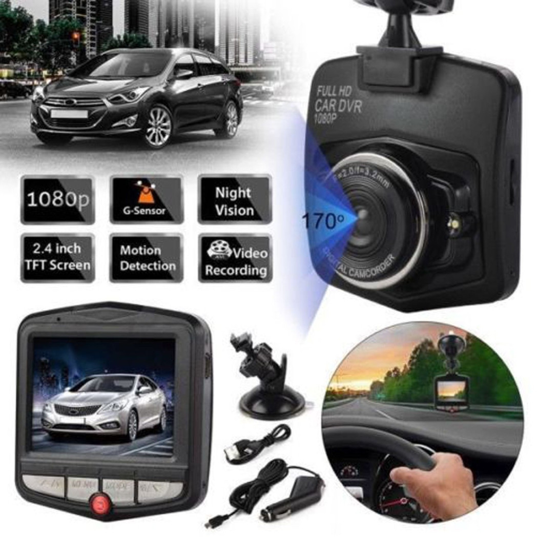 foto del prodotto trade shop traesio mini telecamera dvr per auto full hd 1080p monitor lcd 2.4 sd video camera 