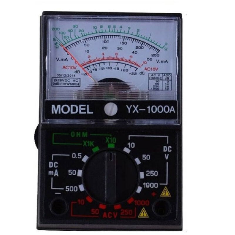 foto del prodotto trade shop traesio mini tester analogico multimetro portatile con puntali misuratore di tensione 
