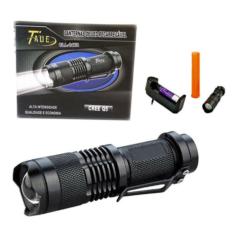 foto del prodotto trade shop traesio mini torcia lampada impermeabile led cree luce bianca ricaricabile zoom 5000 lm 