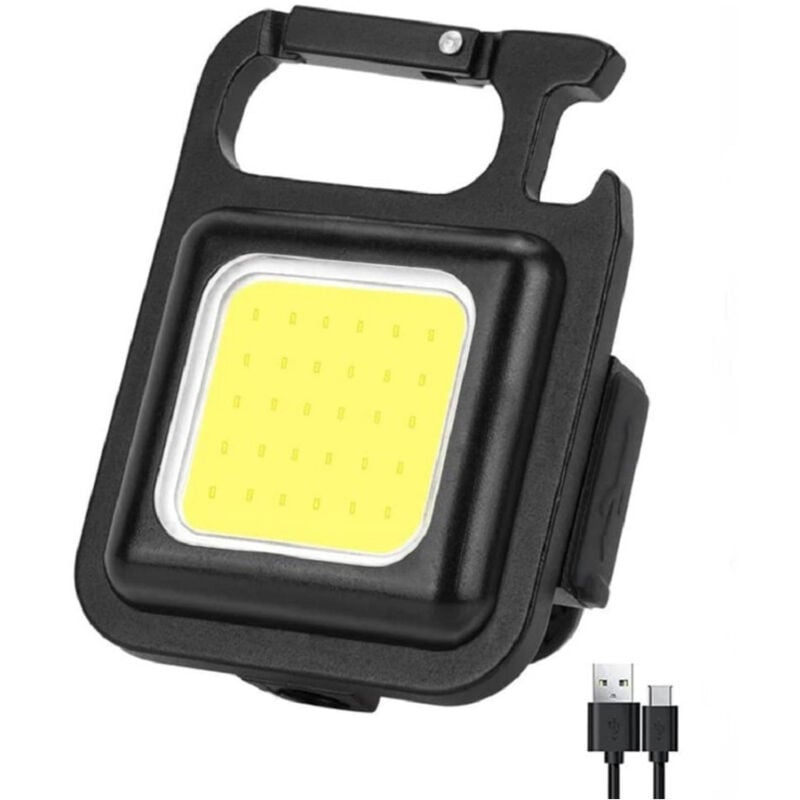 foto del prodotto trade shop traesio mini torcia portatile cob ricaricabile portachiavi multifunzione emergenza pesca 