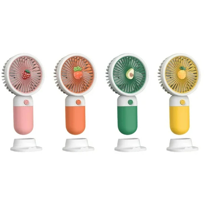foto del prodotto trade shop traesio mini ventilatore a mano batteria ricaricabile usb portatile tascabile viaggio con base 