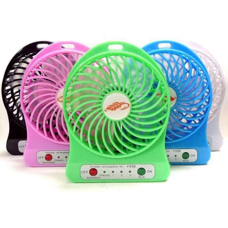 foto del prodotto trade shop traesio mini ventilatore usb ricaricabile regolabile 3 velocit portatile a batterie 