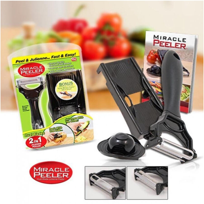 foto del prodotto trade shop traesio miracle peeler taglia affetta verdure julienne e frutta grattugia sbucciatore 
