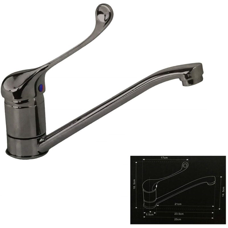 foto del prodotto trade shop traesio - miscelatore lavello acciaio 58913 lavandino monocomando canna bassa rubinetteria -