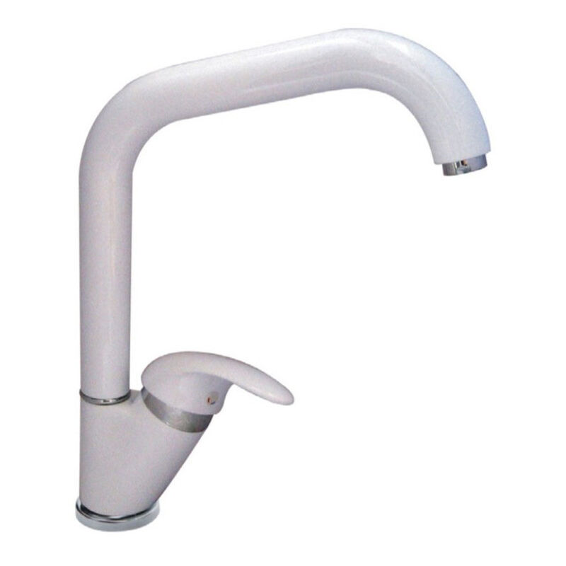 foto del prodotto trade shop traesio miscelatore lavello canna quadrato bianco lavandino lavello cucina mono comando 