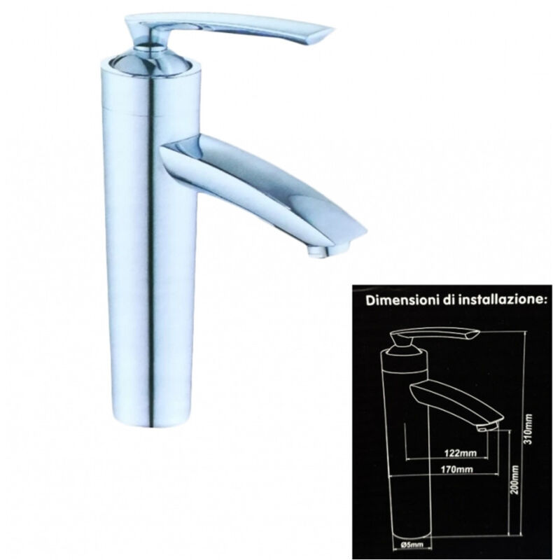 foto del prodotto trade shop traesio miscelatore rubinetto acciaio per lavabo lavandino bidet monoforo monocomando 