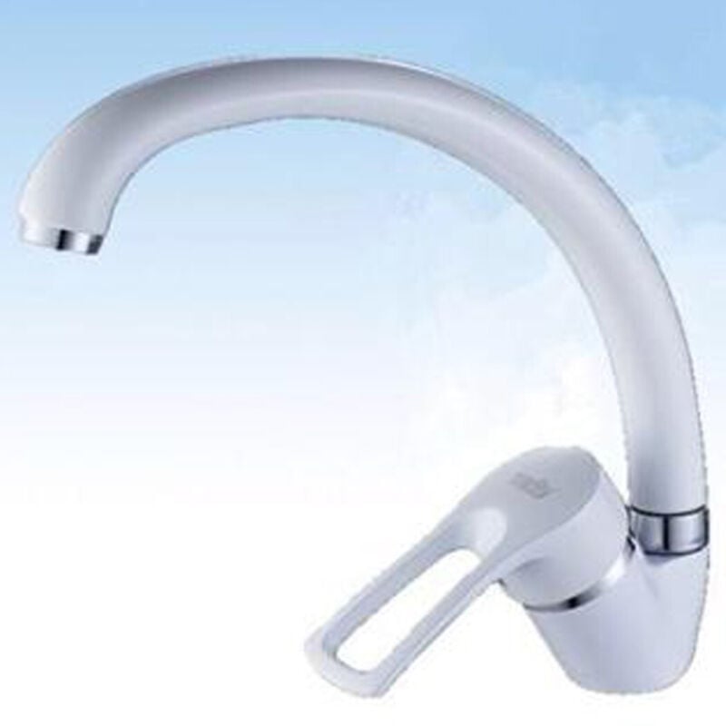 foto del prodotto trade shop traesio miscelatore rubinetto monocomando lavabo per lavello cucina canna alta bianco 