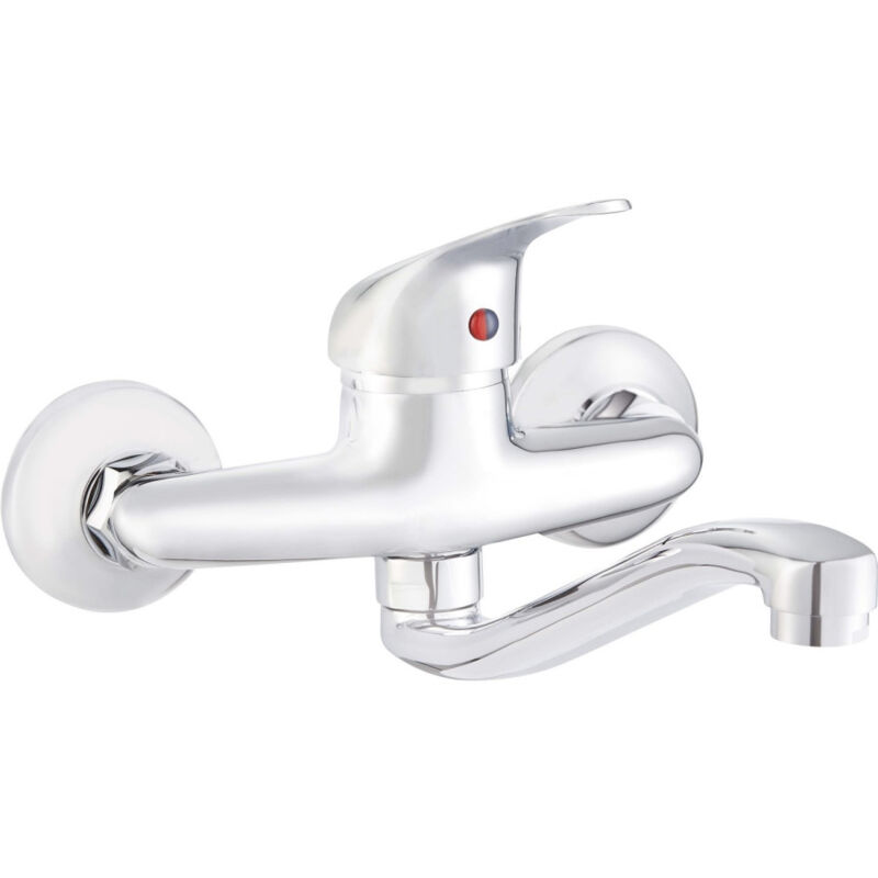 foto del prodotto trade shop traesio miscelatore rubinetto monocomando per bagno gruppo vasca acciaio cromato 