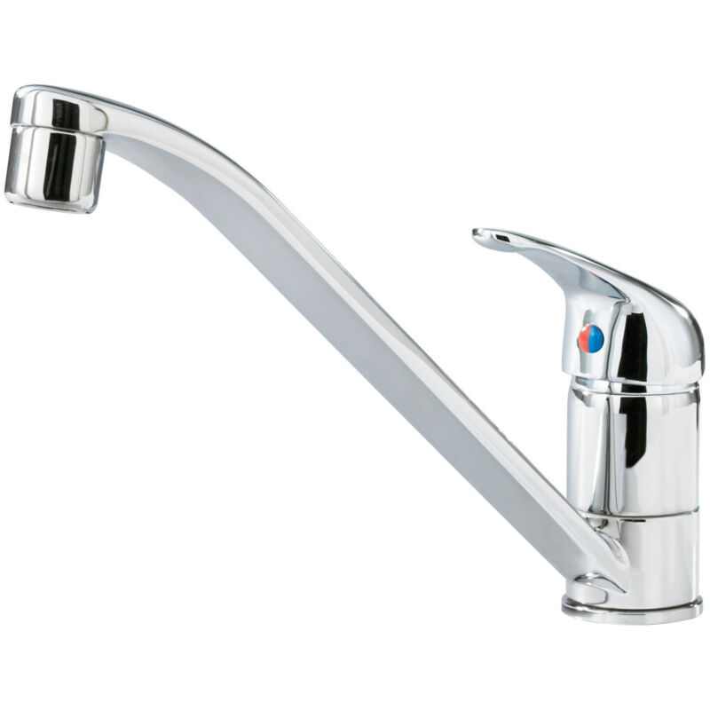 foto del prodotto trade shop traesio - miscelatore rubinetto monocomando per lavello cucina acciaio cromato -