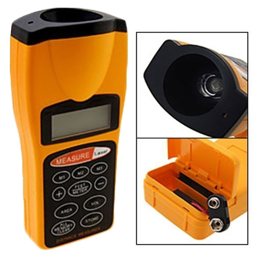 foto del prodotto trade shop traesio misuratore di distanza metro puntatore laser ultrasuoni display lcd misura 18 m 