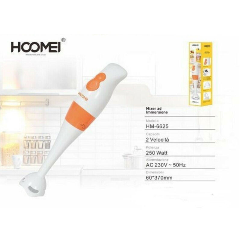 foto del prodotto trade shop traesio - mixer ad immersione multifunzione 2 velocita' 250 w cucina hoomei hm-6625 -