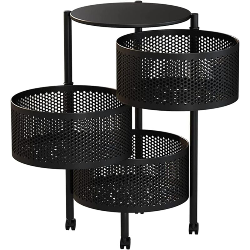 foto del prodotto trade shop traesio mobile mobiletto tavolino metallo nero 3 scomparti portatutto regolabile 30x60cm 