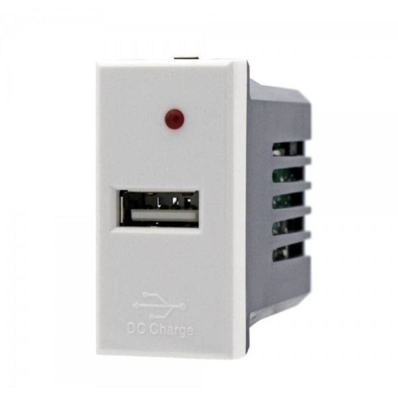 foto del prodotto trade shop traesio modulo caricatore presa usb 5v 2,1a bianco compatibile bticino axolute 