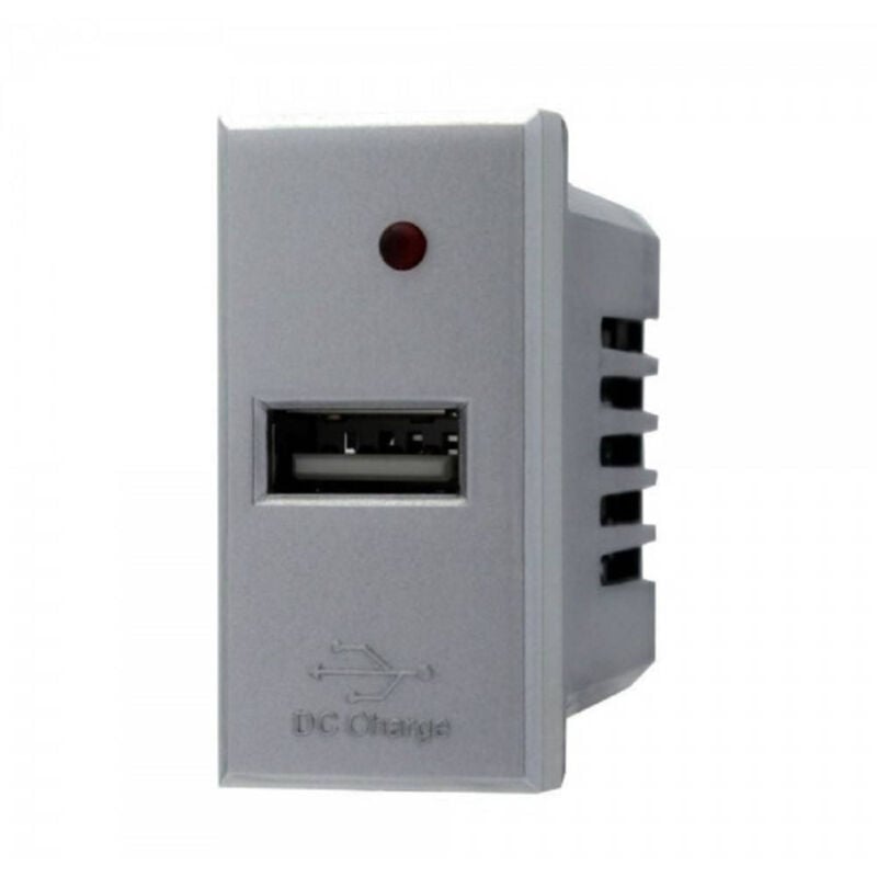 foto del prodotto trade shop traesio modulo caricatore presa usb 5v 2,1a grigio compatibile bticino axolute 