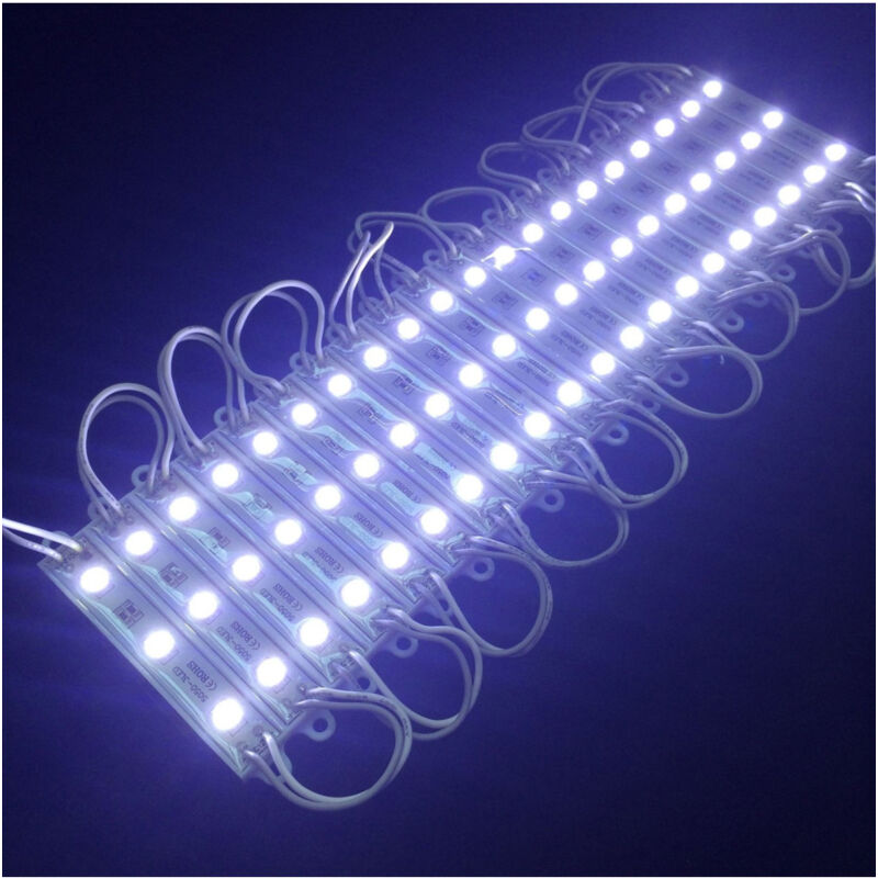 foto del prodotto trade shop traesio modulo da 20 pezzi a 3 led smd 5050 5630 freddo caldo blu rosso verde rgb ip65 bianco freddo smd 5050