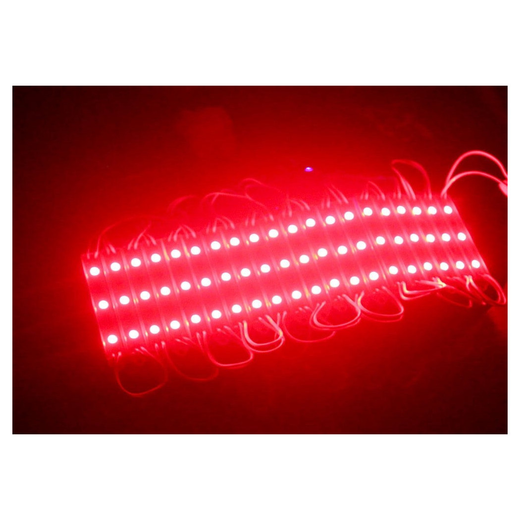 foto del prodotto trade shop traesio modulo da 20 pezzi a 3 led smd 5050 5630 freddo caldo blu rosso verde rgb ip65 rosso smd 5050
