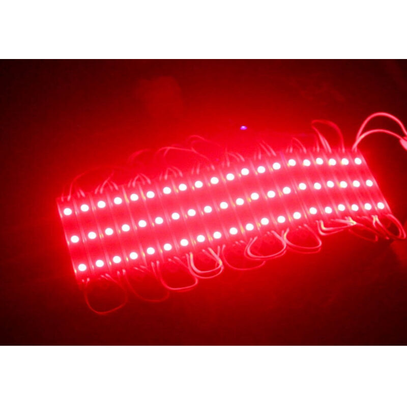 foto del prodotto trade shop traesio modulo da 20 pezzi a 3 led smd 5050 5630 freddo caldo blu rosso verde rgb ip65 rosso smd 5630