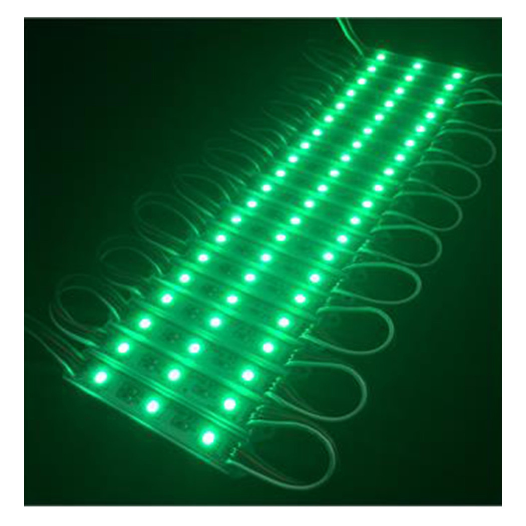 foto del prodotto trade shop traesio modulo da 20 pezzi a 3 led smd 5050 5630 freddo caldo blu rosso verde rgb ip65 verde smd 5630