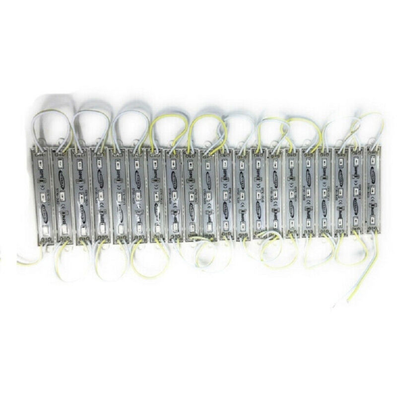 foto del prodotto trade shop traesio modulo led 12v 20 strisce 3led smd 5730 per insegne vari colori luce ip65 5730 c giallo 
