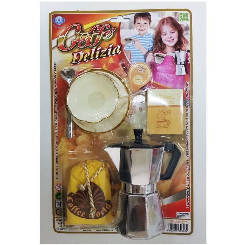 foto del prodotto trade shop traesio moka caffettiera tazza con piatto cucchiaio caffe zucchero latte gioco bambine 