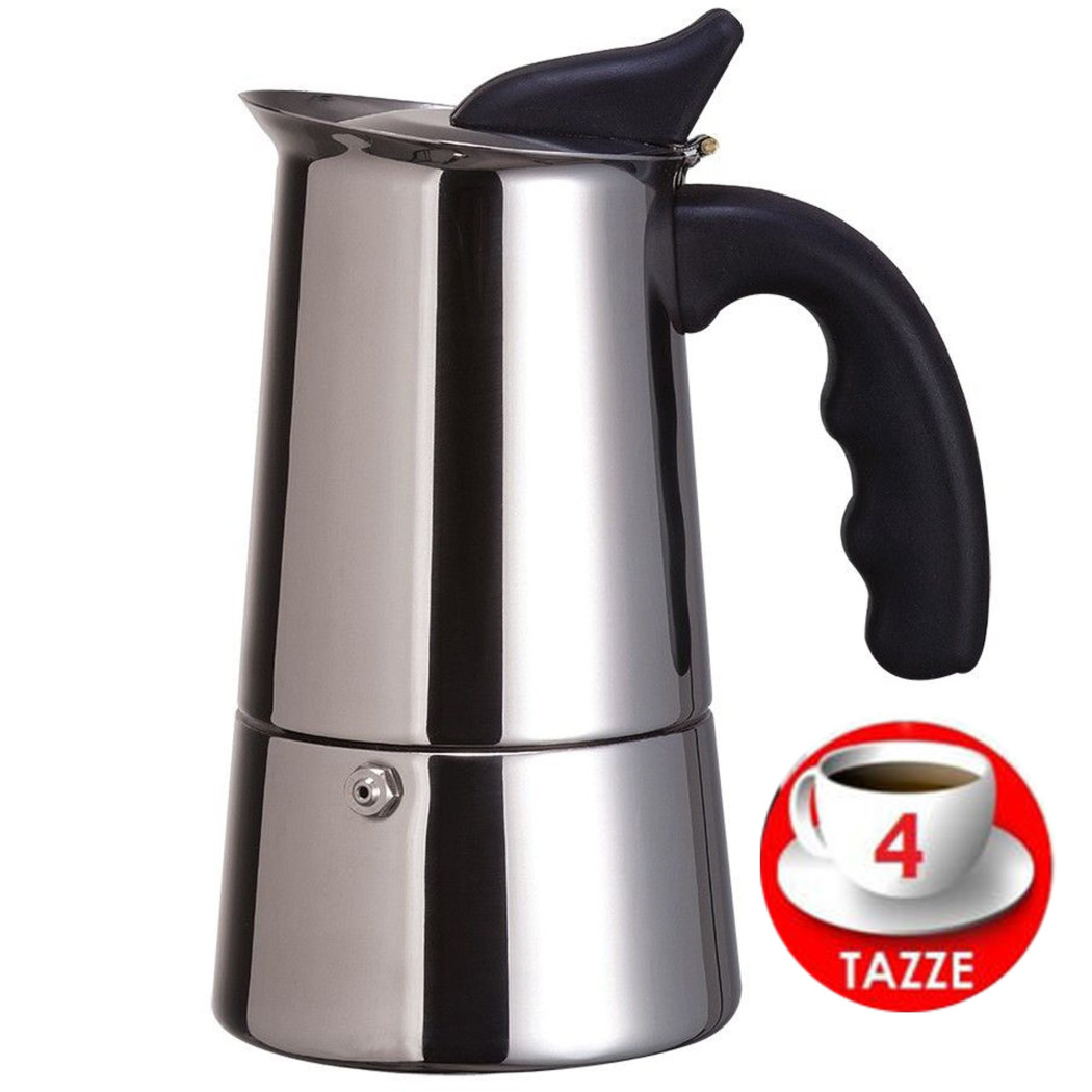 foto del prodotto trade shop traesio moka espresso maker caffettiera macchinetta caffe caff 4 tazze acciaio inox 