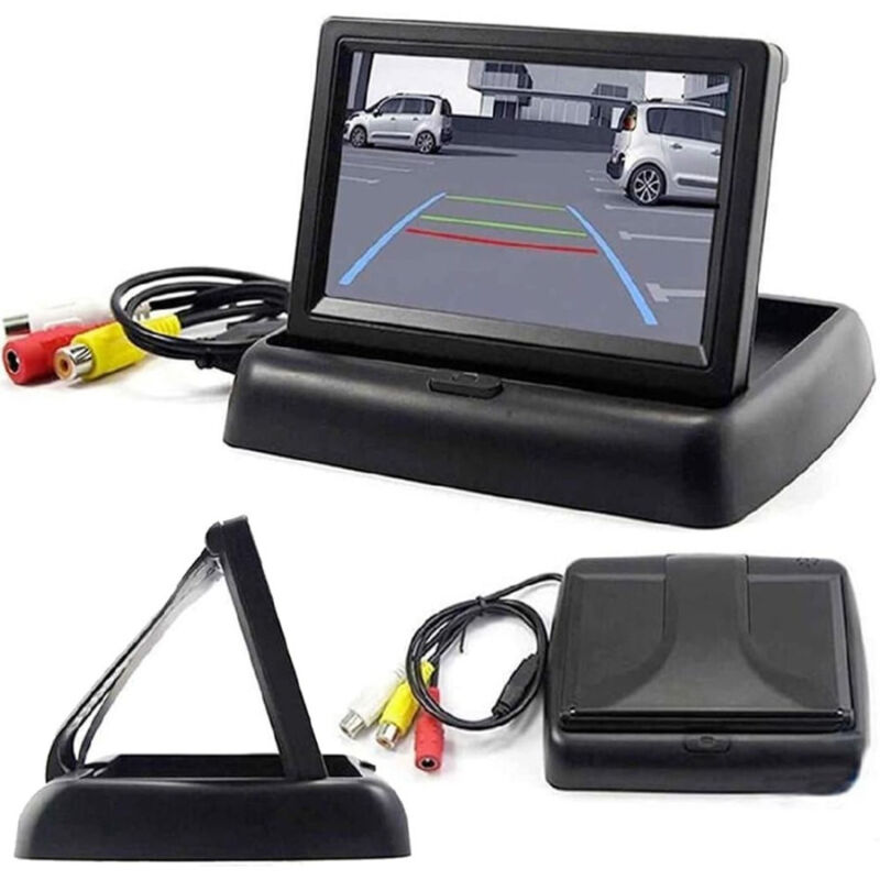 foto del prodotto trade shop traesio monitor display a colori 4.3 pieghevole tft lcd hd per telecamera retromarcia 