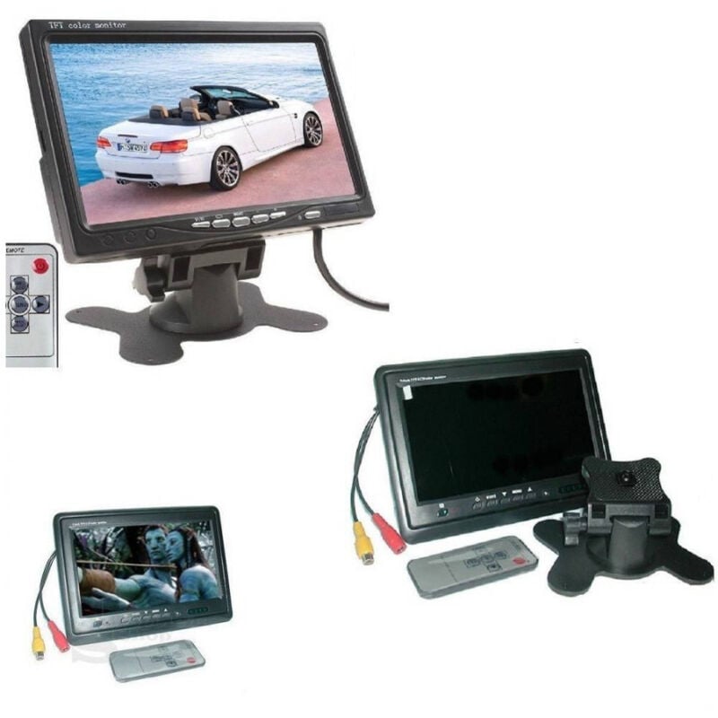 foto del prodotto trade shop traesio monitor lcd 7 tft tv auto camper poggiatesta a colori base regolabile stand 