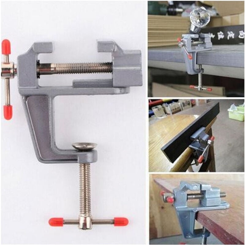 foto del prodotto trade shop traesio morsetto mini morsa supporto regolabile girevole metallo lampada tavolo perno 