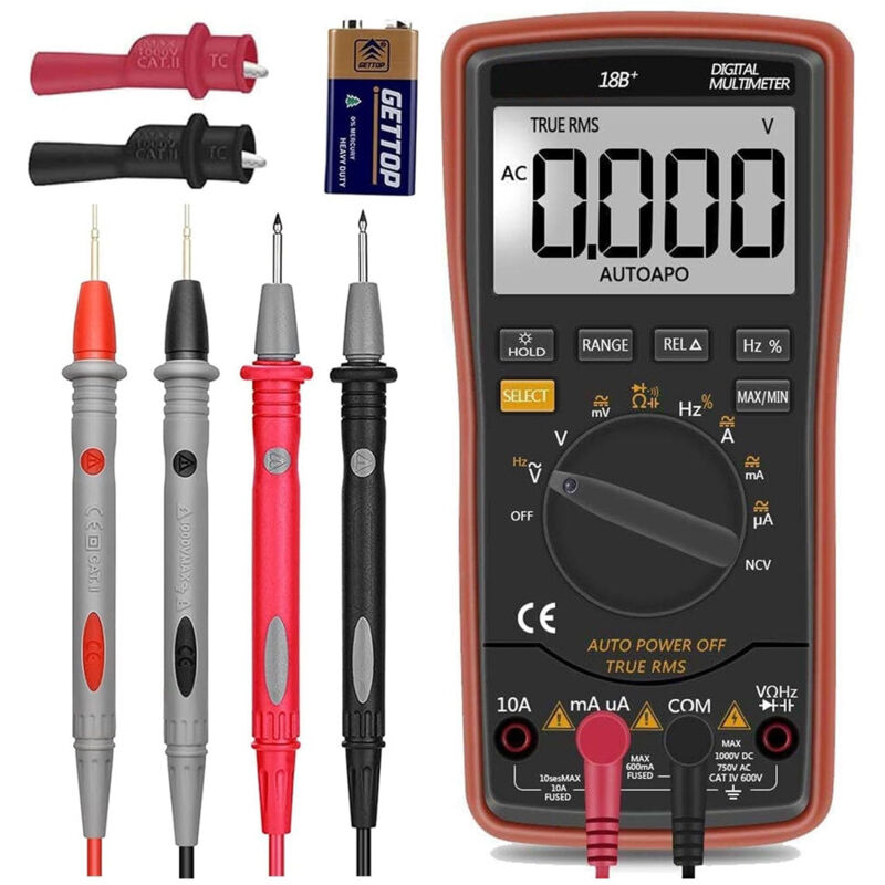 foto del prodotto trade shop traesio multimetro digitale retroilluminato multi test tester tensione elettronico automatico 