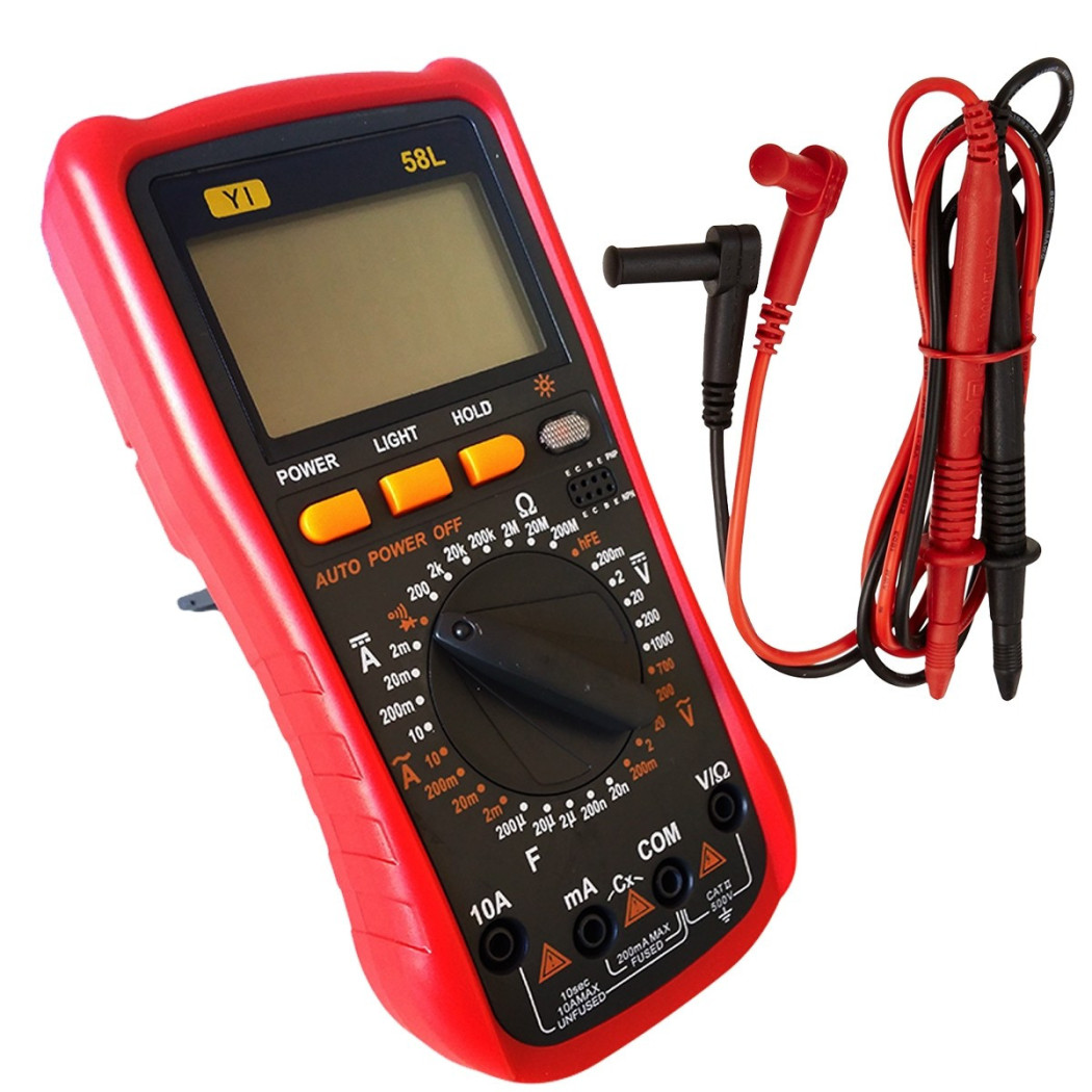 foto del prodotto trade shop traesio multimetro tester digitale professionale volt ampere farad puntali yi 58l 
