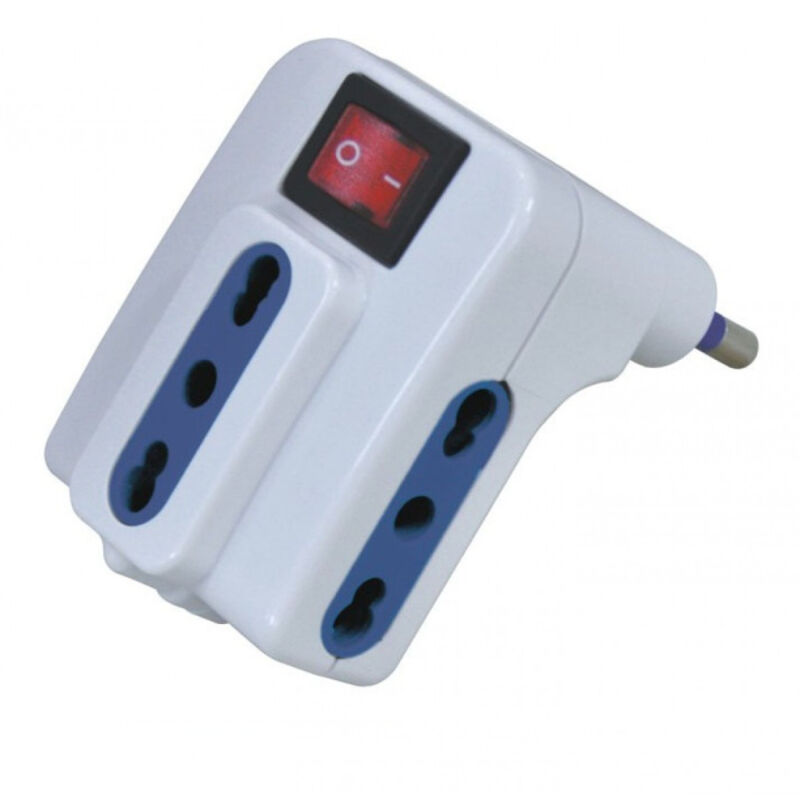 foto del prodotto trade shop traesio multipresa adattatore elettrico tripla spina 16a e 3 prese 16a con interruttore 